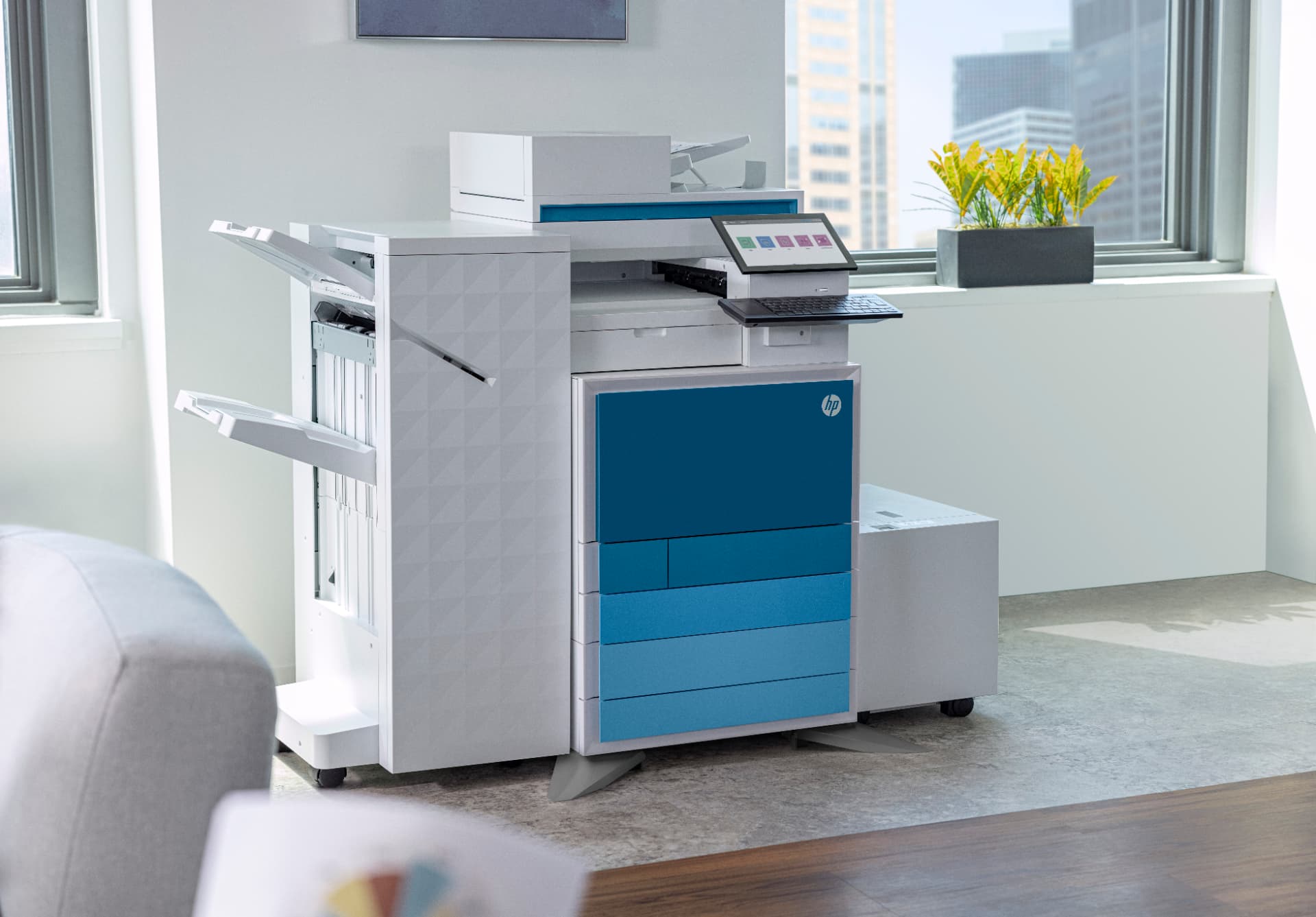 HP Color LaserJet Managed E87770z A3 multifunction copier with booklet finisher